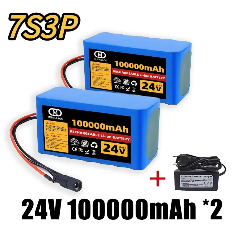 

24V 7S3P 100Ah 29.4V Battery Pack 18650 Li-ion Battery with Balance BMS for Electric Bike Scooter Electric Wheelchair +Charge