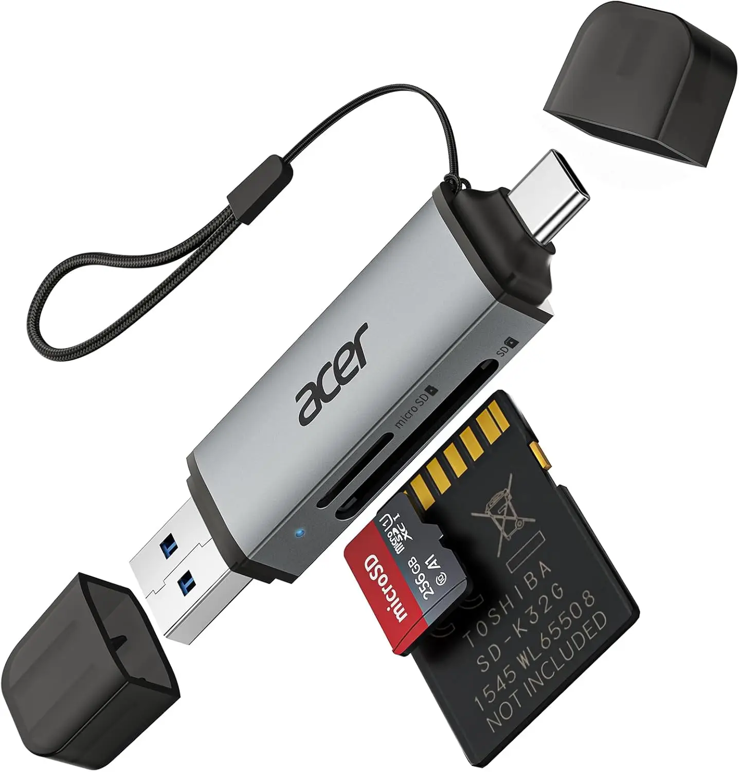 Dual Slot USB 3.0 SD Card Reader, USB C to Micro SD Adapter for Laptop PC