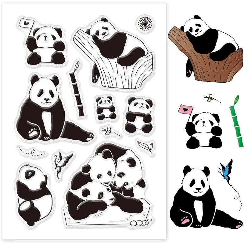 1 Blatt Panda klare Stempel transparente Silikons tempel Siegel für Karten herstellung Dekoration und DIY Scrap booking