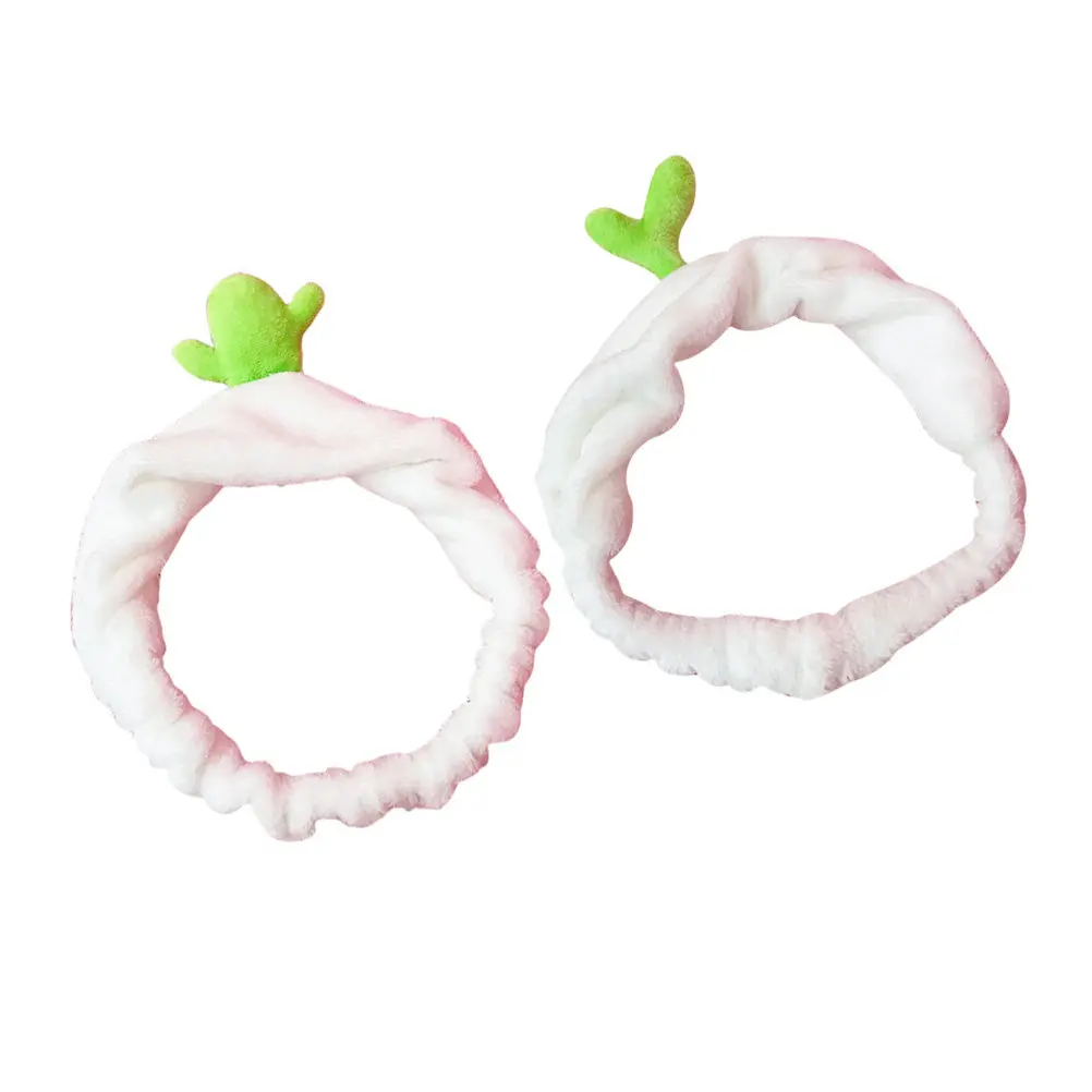

2pcs Cactus Hairband Soft Makeup Shower Face Wash Headband Bean Sprout Style Sports Headwrap Hairstyle Accessory