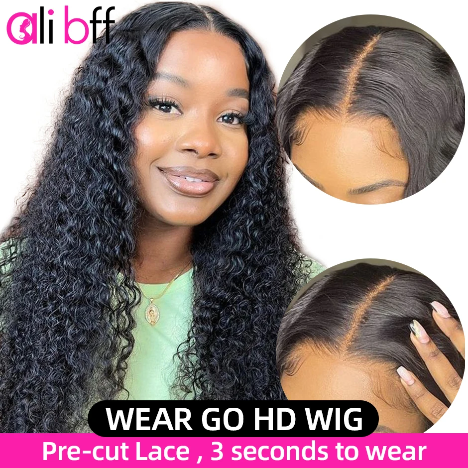 

Wear and Go Glueless HD Transparent Lace Front Wig Preplucked Human Wigs New Upgraded Without Glue 4x4 Lace Closure Wig Pre Cut