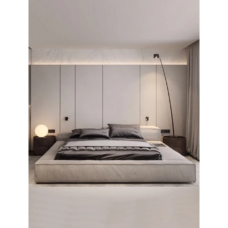 Japanese-style tatami special-shaped high and low bedside cloth bed, cloth art bed, industrial style table bed, double bed