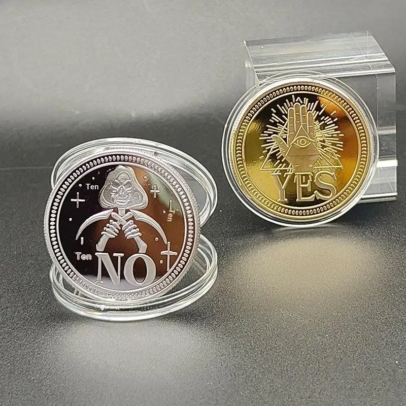 1Pcs Souvenir Commemorative Coin Yes Or No Prediction Decision Coin Ouija All-Seeing Eye Or Death Gothic Copper Plated Coin