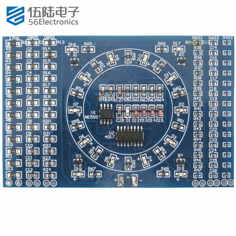 Smd rotativa piscando circuito eletrônico diy suíte kits de placa prática de solda para o experimento escolar