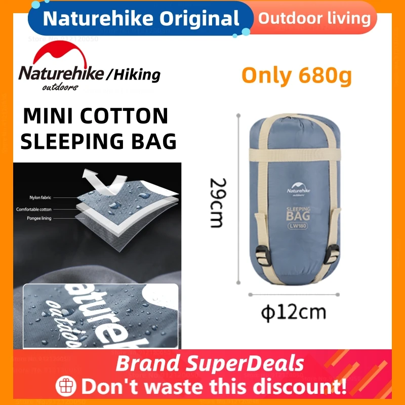 

Naturehike LW180 Конверт Открытый Спальный Мешок Кемпинг Сверхлегкий Водонепроницаемый Хлопковый Спальный Мешок Поход на Природу Летний Рюкзак К...