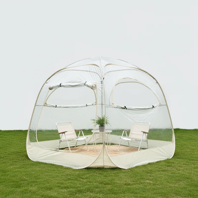 Cozy Glamping Clear Tent PVC Pop Up Bright Airy Transparent Tent 2-6 Person Outdoor Camping