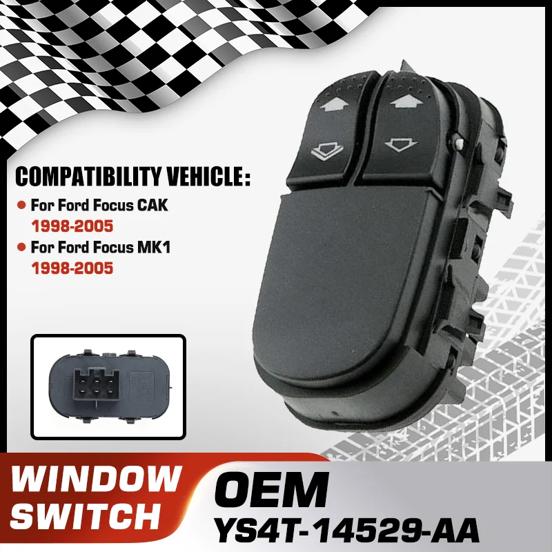 

Car Electric Power Window Lifter Master Control Switch Button For Ford Focus CAK Ford Focus MK1 1998-2005 YS4T-14529-AA 6 Pins