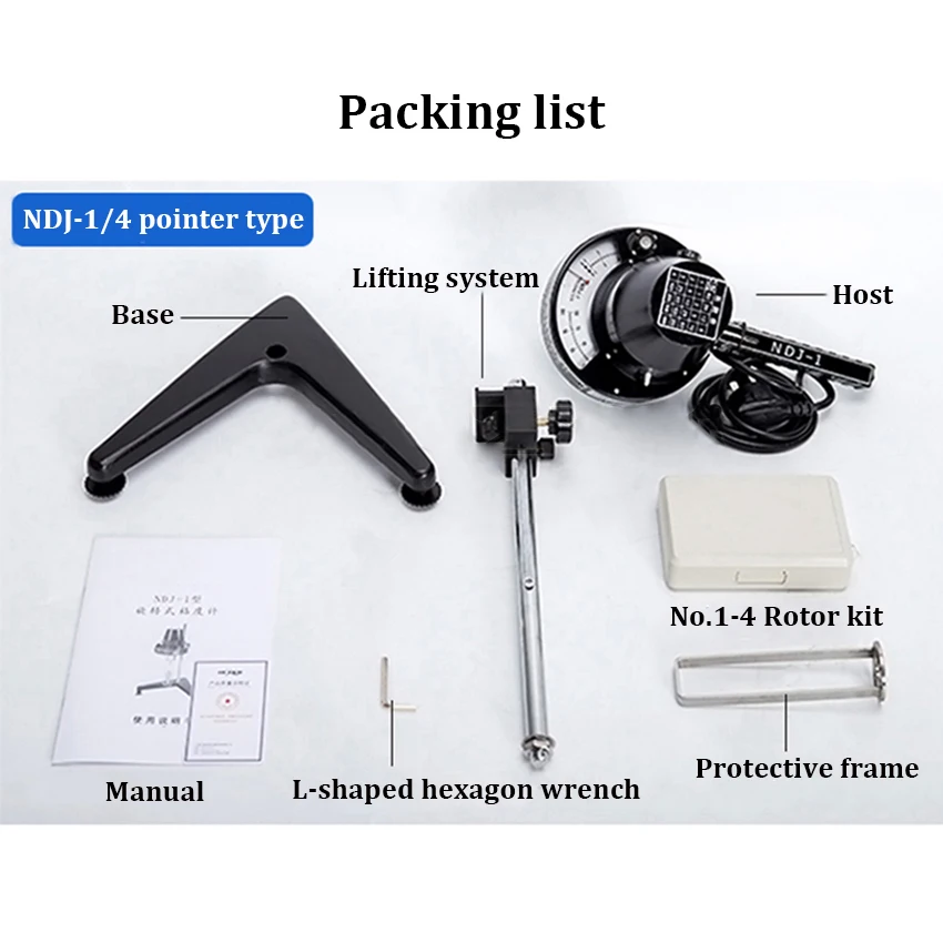 NDJ-1/ NDJ-4 Rotary Viscometer Viscosimeter Viscosity Meter Fluidimer with 1-4# Rotator Portable Viscosity Meter Tester 110/220V