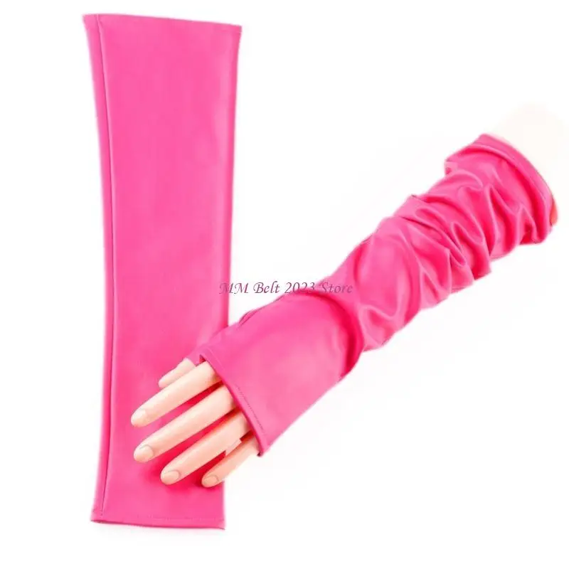 49ME Evening Dress Gloves for Women Lady Fingerless Wedding Proms Leather Gloves