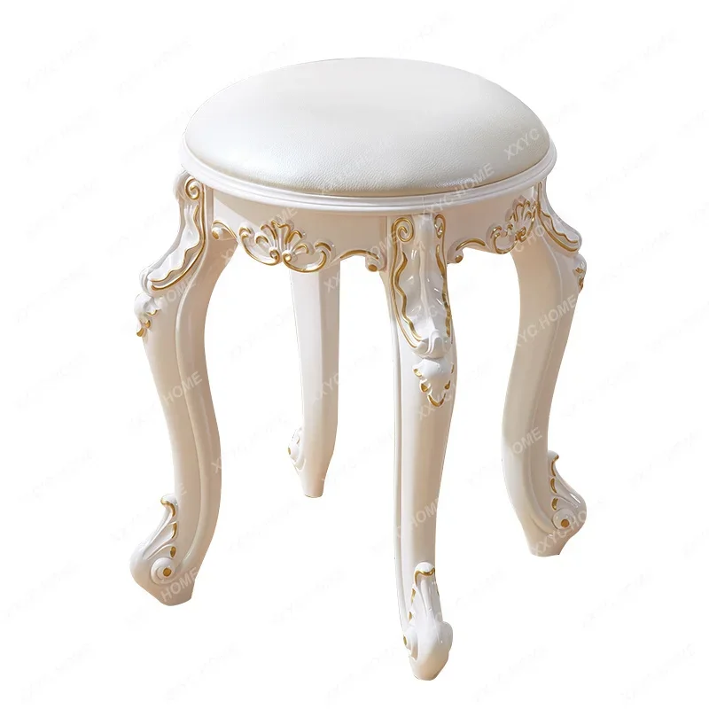 

European-style Vanity Stool Soft Bag Small Round Stool Home Living Room Chairs Manicure Piano Pouf Ottoman