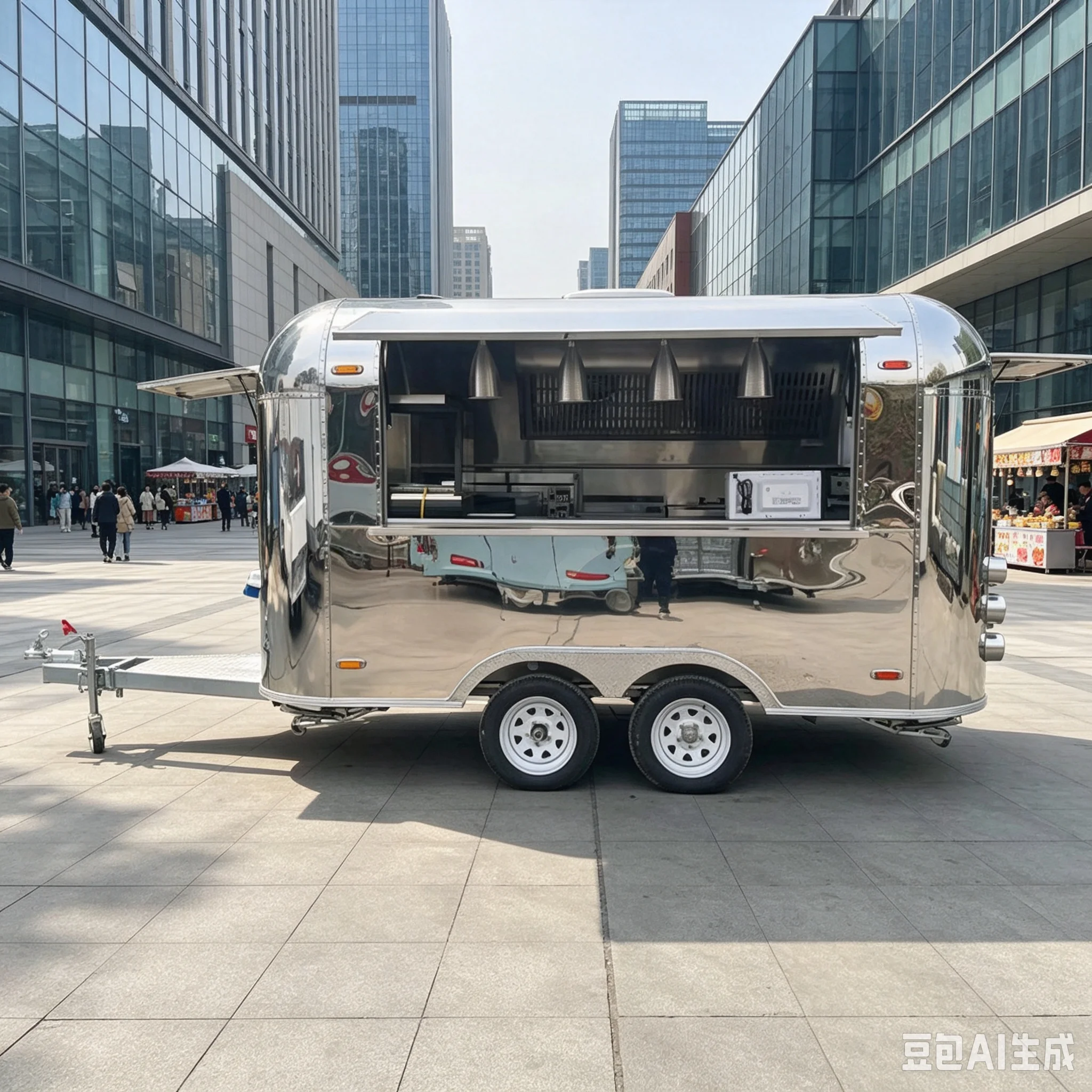 High Quality Streamlined Style Mobile Concession Trailer Stainless Steel Food Cart For Street Catering Business