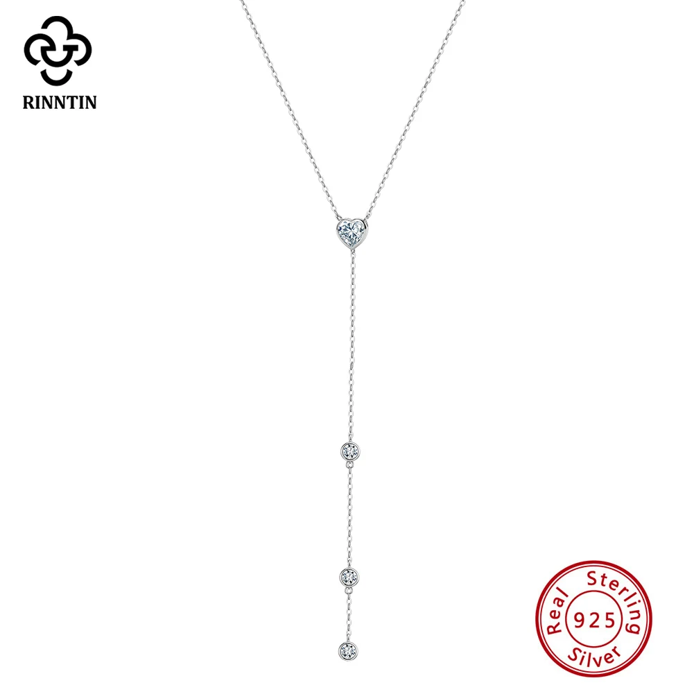 

Rinntin Brilliant 925 Sterling Silver Sexy Y-shaped Long Choker Necklace for Women Summer Neck Chain Jewelry Accessorry BQN37