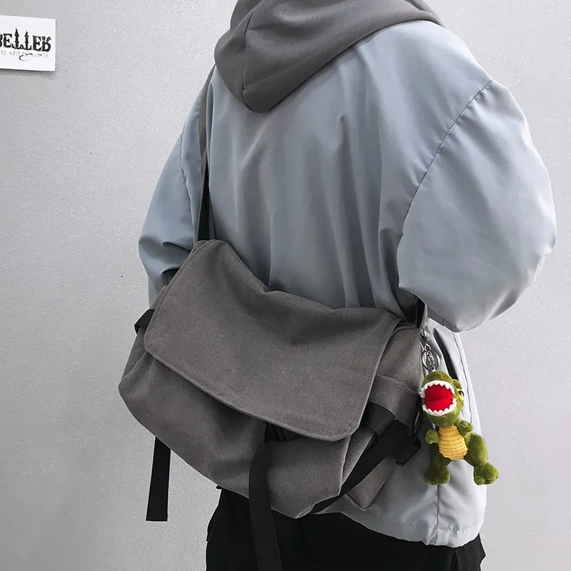 

Мужская повседневная сумка-мессенджер из канваса, городской стиль, на одно плечо, большая вместимость, простая, модная, для работы и отдыха, в стиле кэжуал