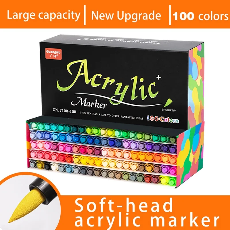 

New 12-100 Color Acrylic Graffiti Pens for Fabric, Canvas, Rock, Glass, Wood, Medium Tip, Ideal Art Supplies for Adults and Kids