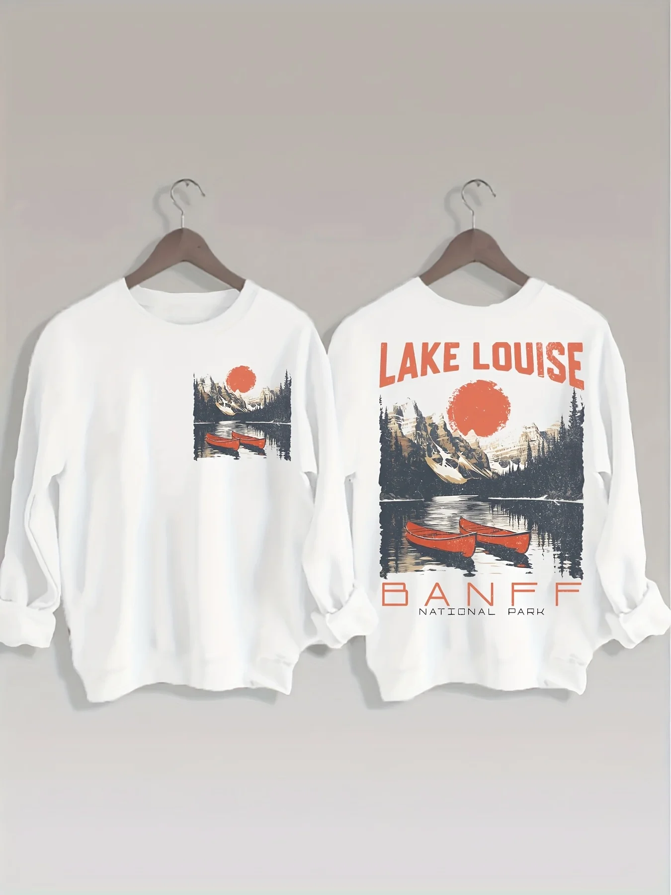 

Lake National Graphic Print Autumn and Winter Pure Cotton Men's and Women's Sweatshirts Outdoor Sports Leisure Fashion Trend