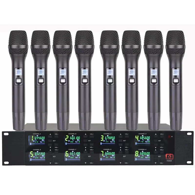 CREATE SOUND Top Quality UHF Wireless Microphone 8 Channel Handheld Lavalier Microphone for Stage Performance