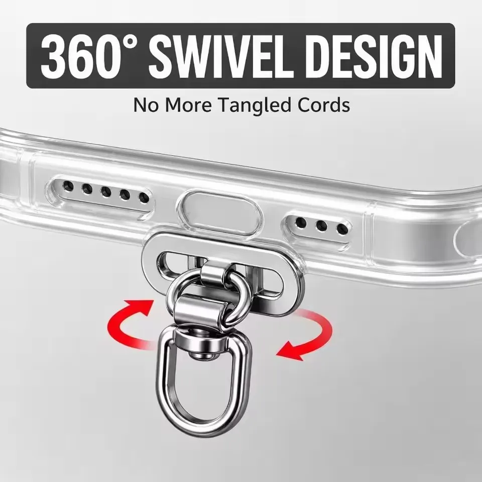 1-4pcs 360° Rotatable Stainless Steel Tab Phone Tether Portable Connecting Hanging Piece Lanyard Mobile Phone Case Clip Gaskets
