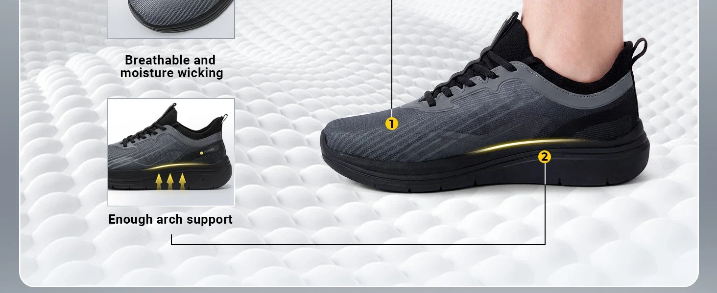 FitVille Extra Wide Toe Herren-Wanderschuhe, wasserabweisende Freizeitsneaker, Sportschuhe für Herren, rutschfest, lindert Fußschmerzen. – Detail 7
