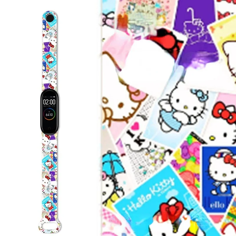 Hello Kitty Anime Cartoon Strap for Mi Band 7 6 5 4 3  Bracelet Strap New Correa for Xiao Miband 7 Strap Smart Watch Wrist Women