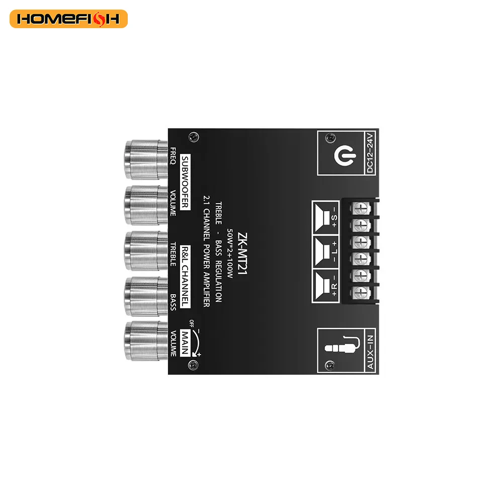 ZK-MT21 Channel Bluetooth 5.0 2.1 Subwoofer Amplifier Board 50W*2 +100W Power Audio Stereo Amplifier.