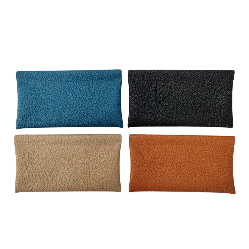 10pcs Long Coin Purse  Women PU Plain Print Large Capacity Open Storage Bag Mix Color  20*10.5cm