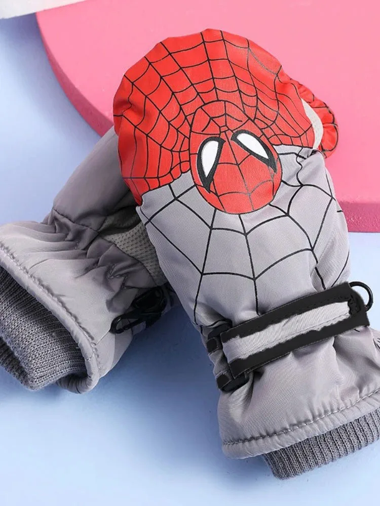 AliExpress Marvel Kids Spider Man Gloves Winter Warm Waterproof Plush Lined Mittens for Boys Girls Outdoor Skiing Cycling Cold Weather Gloves