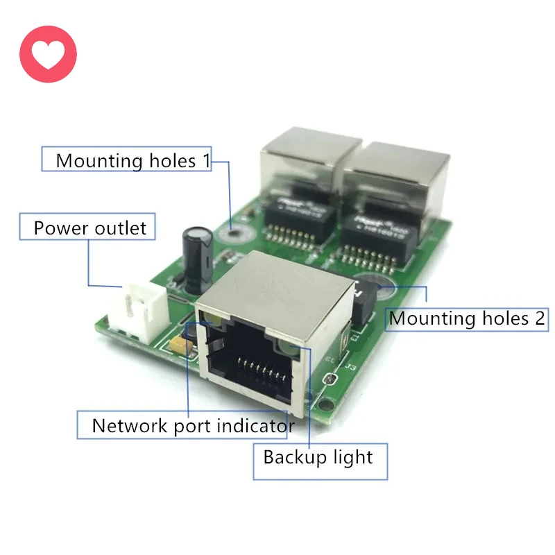 Ekstensi Jarak Konversi Data Kotak Kabel Jaringan Biaya Rendah Mini Ethernet 3 Port 10/100Mbps dengan Modul Sakelar Lampu RJ45