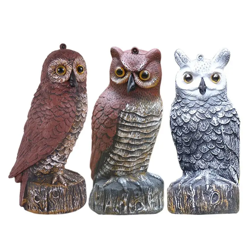 

Owl Shaped Garden Sculpture Detailed Statue Scare Birds Away Indoor Outdoor Photography Prop Garden Fake Owl Sculpture for Crows