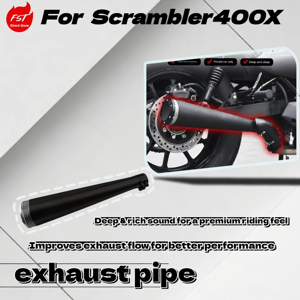 For Eliminator 500 Retro Racing Right Side Single Exit Exhaust Middle Pipe & Tail Section Deep Sound Accessories
