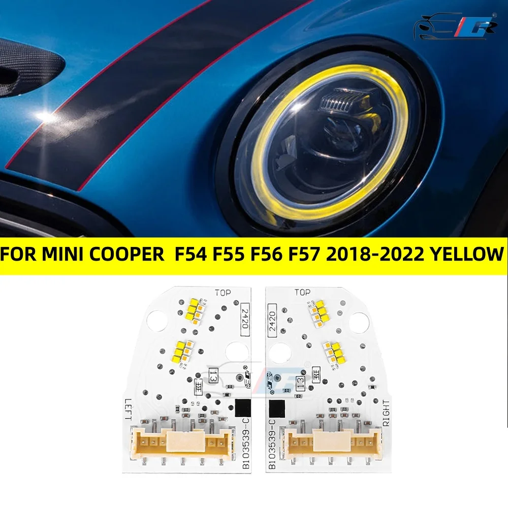 

Для BMW MINI Cooper F54 F55 F56 F57 LCI: Желтые светодиодные модули Angel Eyes DRL, плата светодиодных чипов, светодиодные фары, дневные ходовые огни, указатели поворота