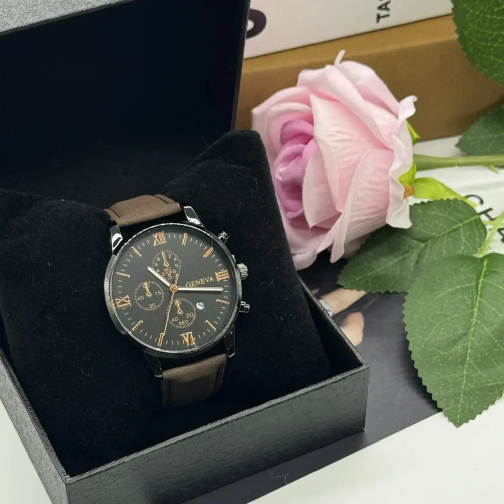 5ชิ้นนาฬิกาควอทซ์แฟชั่นลำลองแบบเรียบง่ายนาฬิกาควอทซ์แบบตาข่ายผู้หญิงกล่องนาฬิกาสแตนเลสรวมสำหรับงานธุรกิจกลางแจ้ง