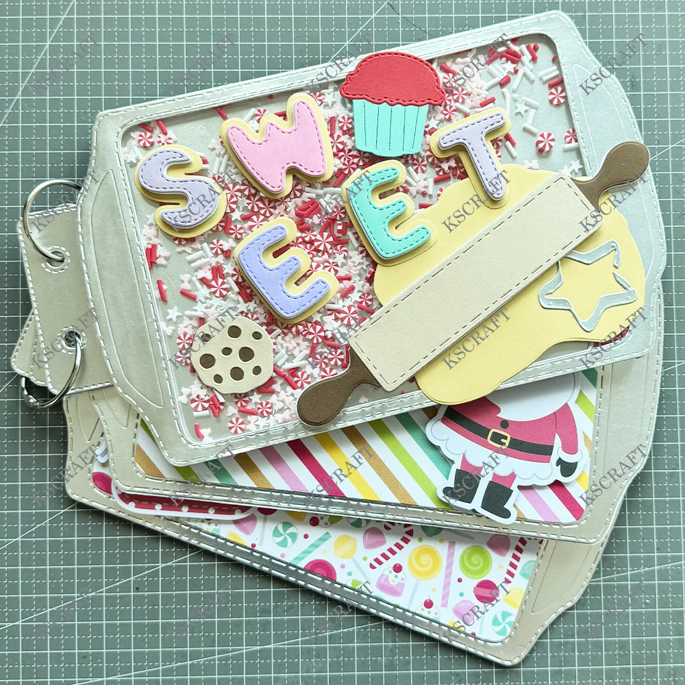 Kscraft folha de biscoito mini álbum corte dados estênceis para diy scrapbooking decorativo gravação diy cartões de papel