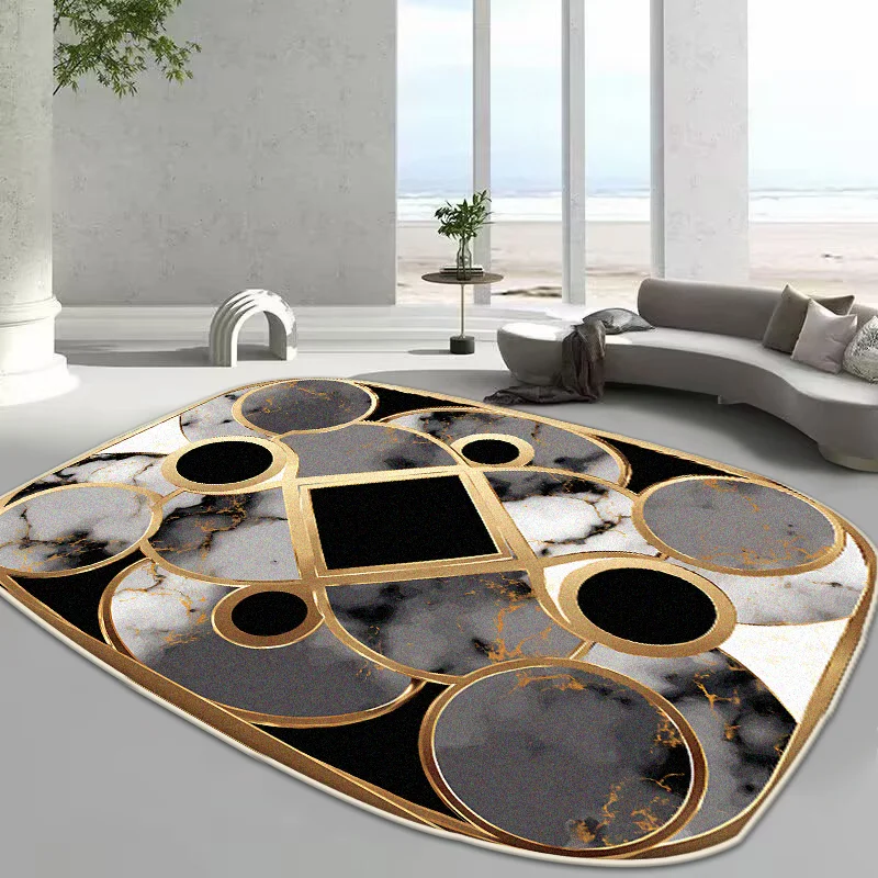 سجادة ذهبية فاخرة على شكل خاص لتزيين غرفة المعيشة، سجادة غرفة نوم الأطفال غير قابلة للانزلاق وقابلة للغسل، سجادة مساحة كبيرة