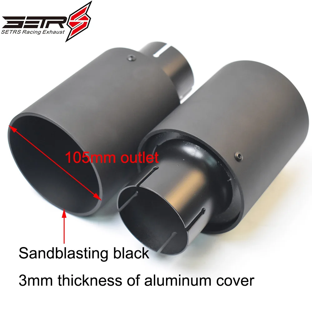 1 Piece Car 105mm Oulet Sandblast End Muffler Pipe Flat Aluminum Matt Black Single Layer Exhaust Tip Cover