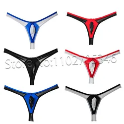 Men's Bulge Pouch Thong Underpants Soft Elastic Bikini Underwear Smooth T-back Ice Silk Briefs Breathable Male Lingerie Panties