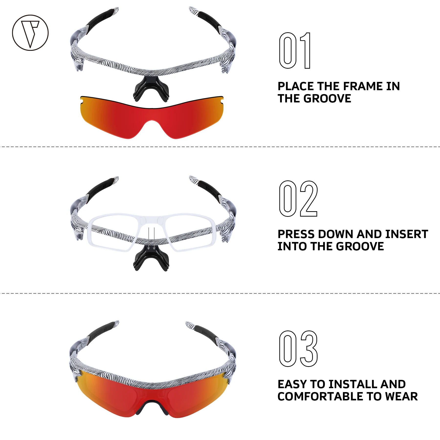 مشبك وصفة طبية من ONDEX وعدسات طبية مخصصة لنظارات Oakley RadarLock Series الشمسية