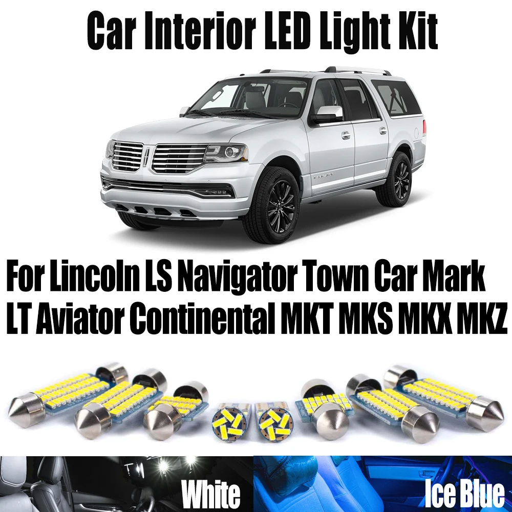 For Lincoln LS Navigator Town Car Mark LT Aviator Continental MKT MKS MKX MKZ Car LED Interior Reading License Plate Light Kit