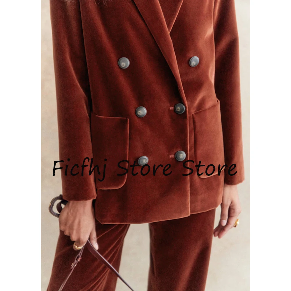 Pants Suits Set Women Suits Sets Elegant Women\'s Velvet Two-piece Suit Formal Woman Suit Autumn Women\'s Clothes Pant Womens Chic