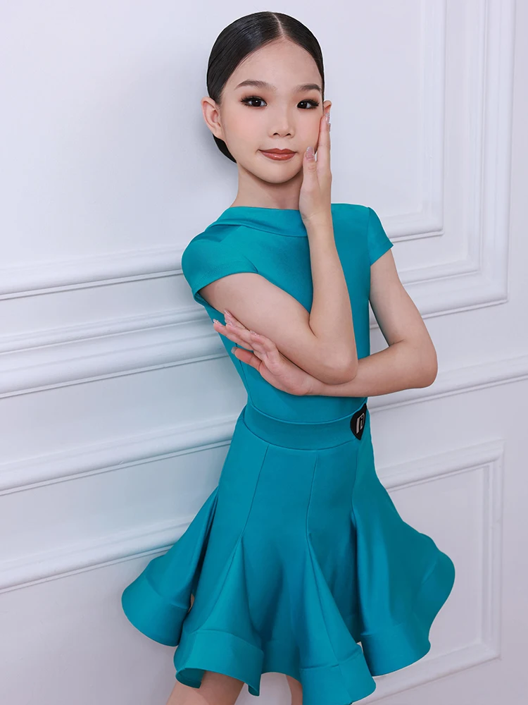 2025 Latin Dance Kleid Für Wettbewerb Mädchen Kurzarm Leistung Kleidung Latin Bühne Zeigen Tanz Anzug Body Rock 2662