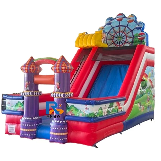 Giant Inflatable Slide & Bouncer Castle, 0.55mm PVC Kids Playground with Safety Net, CE Certified Outdoor Party Equipment