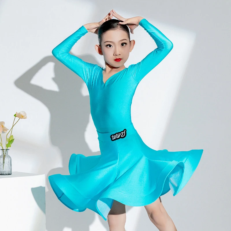 8 Colors Girls National Standard Ballroom Dance Competition Dress Latin Dance Professional Dress Stage Practice Wear SL8864