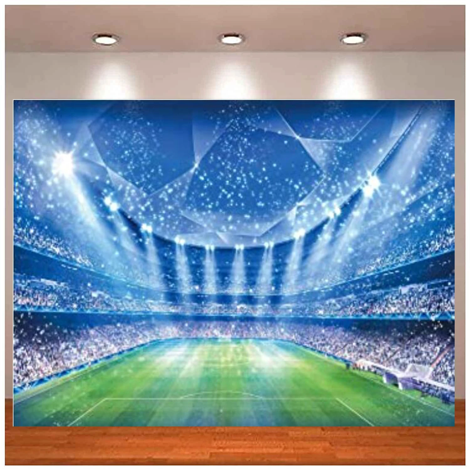 Soccer Stadium Themed Photography Backdrop Sport Field Super Bowl Children Birthday AuditoriumLight Party Decoration Background