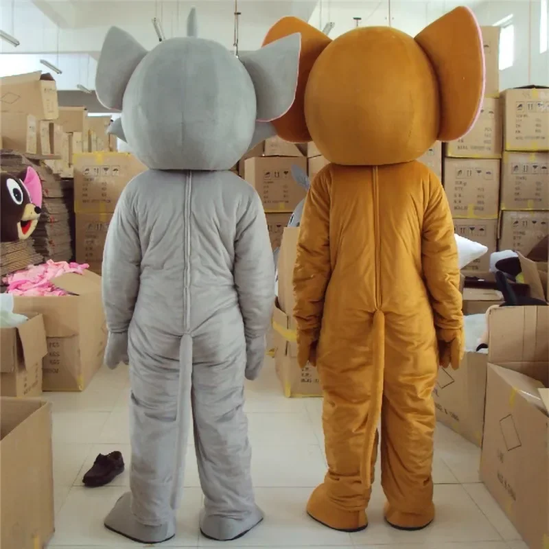 

Grey Cat Brown Mouse Mascot Costume Panther Leopard Christmas Party Dress Halloween Cartoon Carnival Props Cosplay Clothes