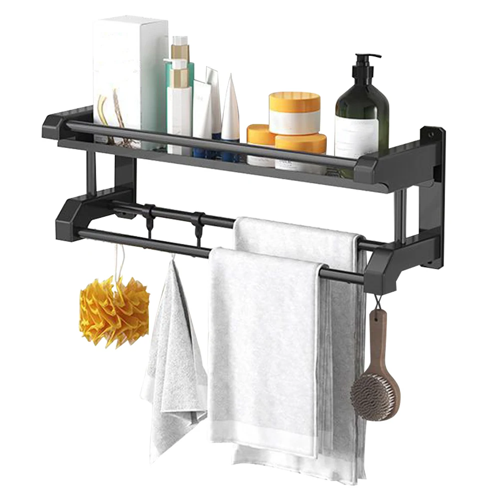 Bathroom Storage Rack Wall-mounted Stainless Steel Towel Rack for Toilet Bathroom Kitchen Hanging Accessories Double Layer