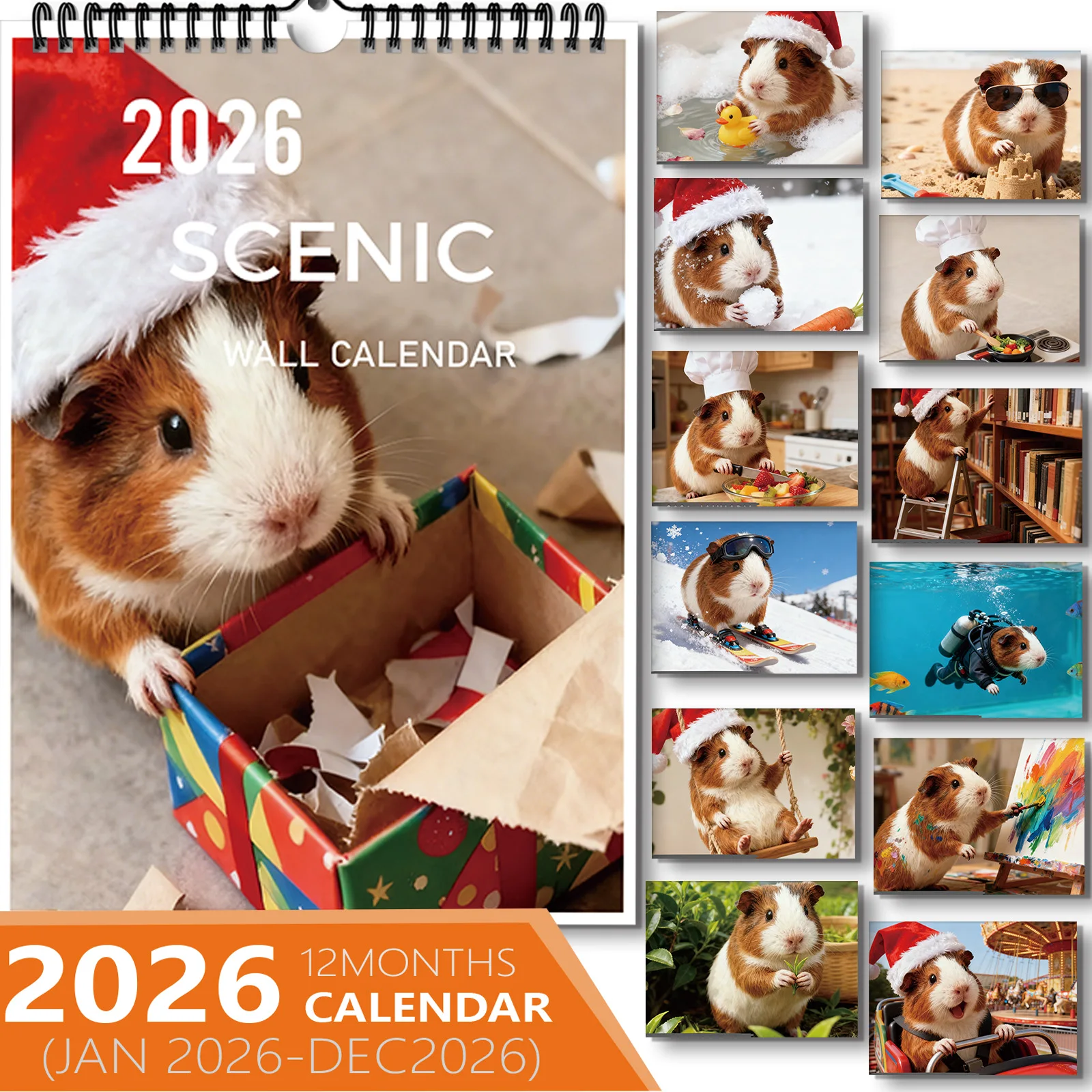 

1PC Cute Festive Calendar With Guinea Pig Photo, Suitable For Home Decor, Ideal For Pet Lovers, Perfect New Year Gift