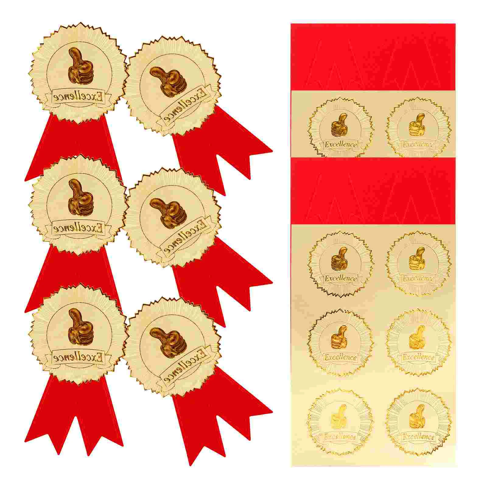 

36 Sets Award Medal Sticker Nail Stickers Embossed Seals Certificates Graduation Medals Paper Sports Event