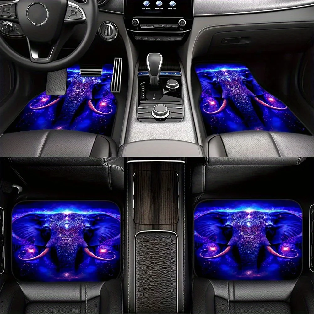 1pc/2pcs/4pcs Multi-purpose Car Elephant Dark Purple Dream Classic Pattern Luxury Decorative Thick Machine Cleaning Pad