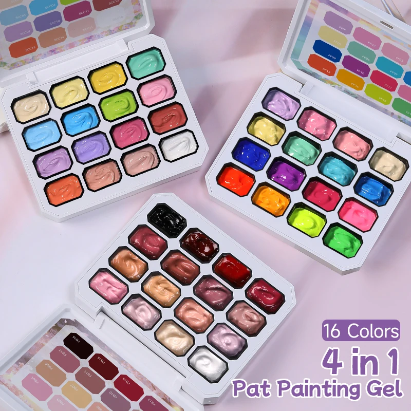 UR SUGAR 16 Farben Pat Patting Gel Smudge Canned Hochpigmentiertes Beliebtes Semi-Festes Nagelgel-Polish für Maniküre, French Stamping und DIY