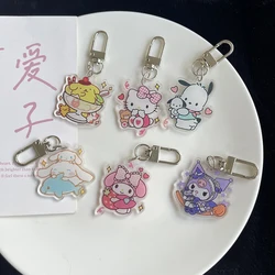 Anime Sanrio Acrylic Keychain Cute Cartoon Pompompurin Kuromi Pochacco Cinnamoroll My Melody Hello Kitty Pendant