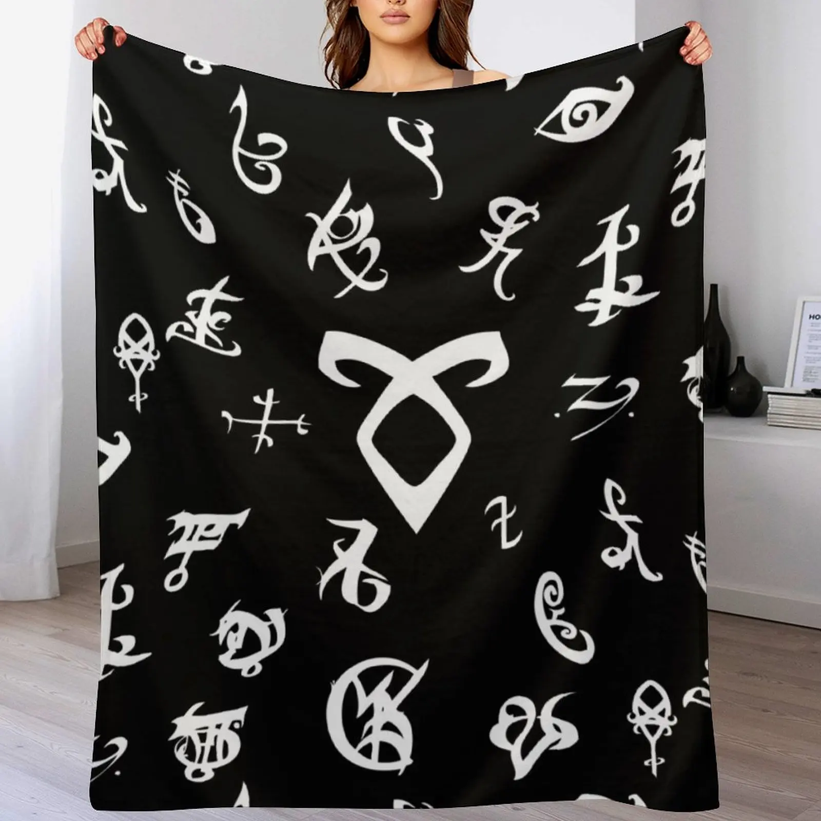 

Runes Throw Blanket Bed linens Hairy Soft Big Moving Blankets